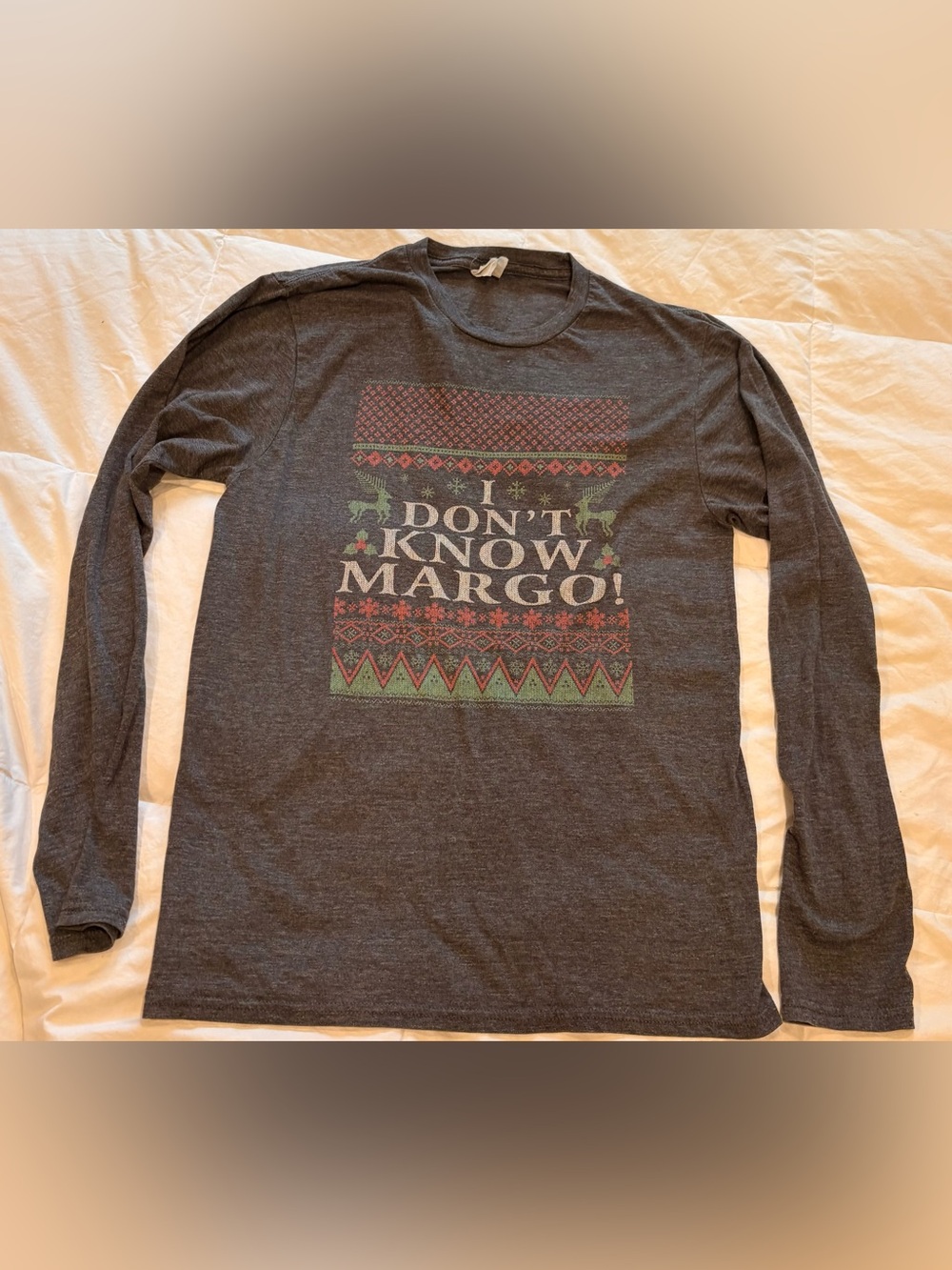 Port & Company Men’s Small “I Don’t Know Margo!” Christmas Long Sleeve Tee
